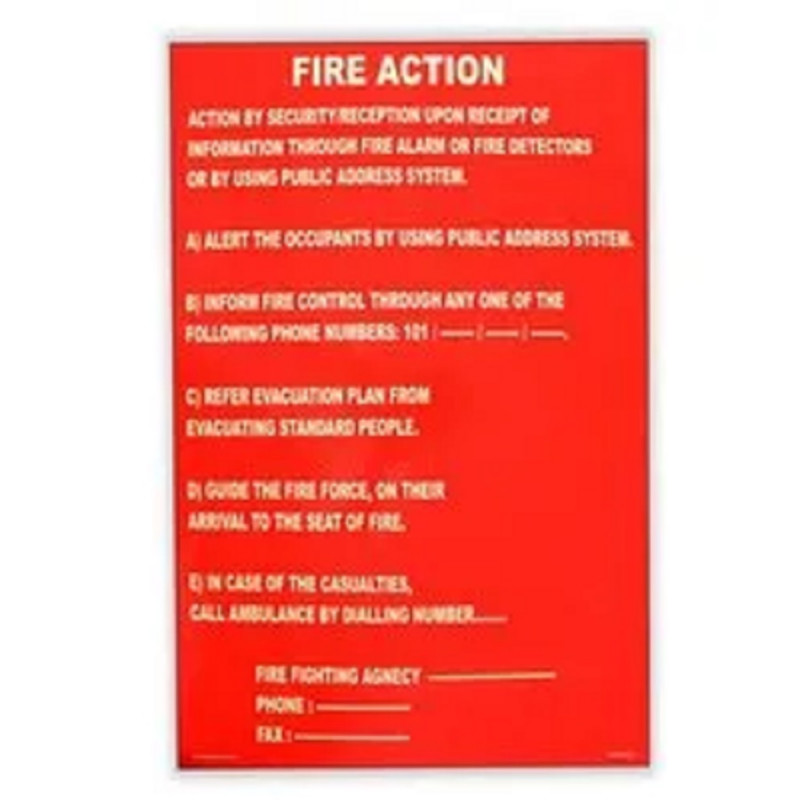 Fire Action Safety Sign Board