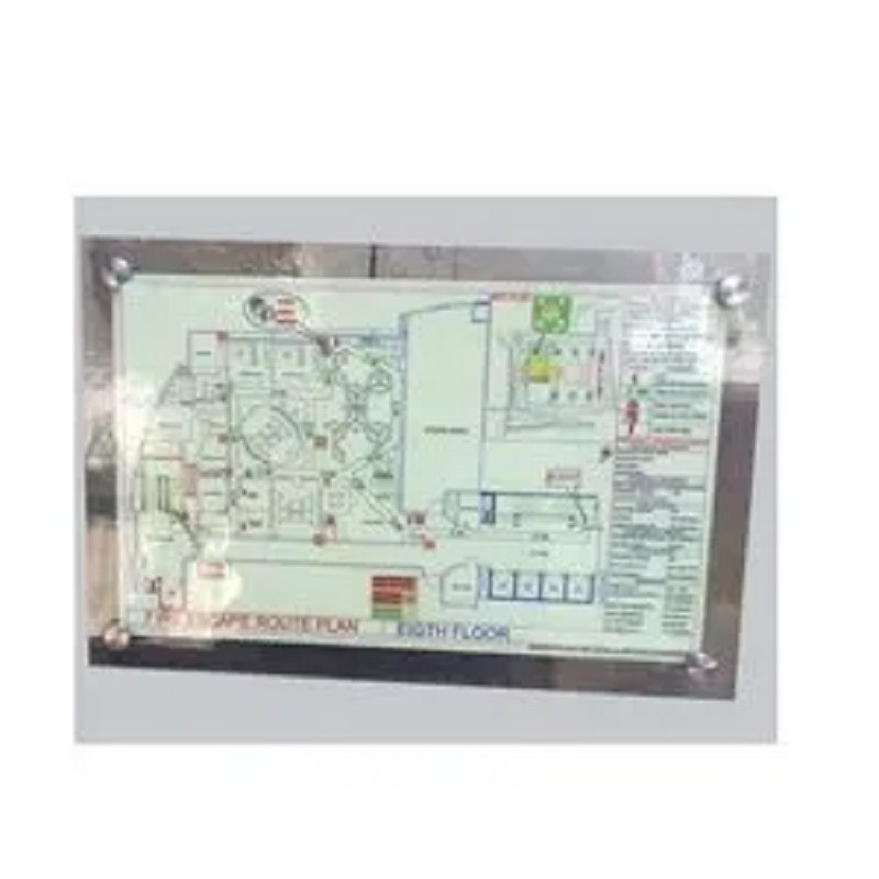 Usha A1 24 Inch X 36 Inch Acrylic-Glow Emergency Escape Route Plan Board