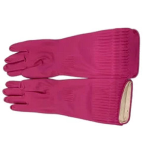 Pink Rubber Safety Gloves